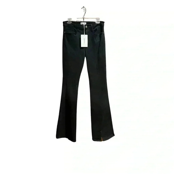 NWT Frame Le one Flare Le High Slit Hem black Larsen jeans sz 2 (fits 29-34) - Picture 4 of 10